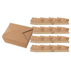 HJ 禾啟 內折牛皮紙方形餐盒 1號 四邊可撕底 11 x 8.9 x 6.3cm, 50個, 24組