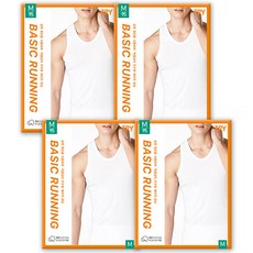 트라이 남성용 통기성 베이직 면 런닝 셔츠 4종 세트 TMRSB01WW