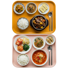 미니모 고강도 컬러 쟁반 트레이 2종 세트, 머스타드, 다크피치, 1세트