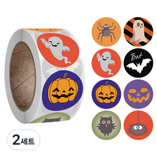 Inp 萬聖節捲筒圓形貼紙 2.5cm A-125-25 8款 500入 組, 2套, 混合色