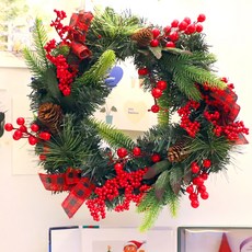 莓果點綴聖誕花圈裝飾, 紅色, 1個