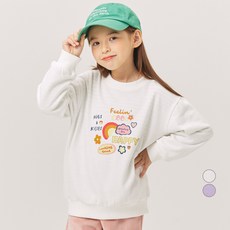 LollyTree 女童柔軟蜜桃絨圖案基本大學T恤