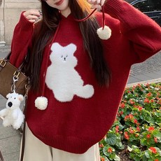 Awesomeful 女款毛絨小熊連帽針織衫 A25FKN072120
