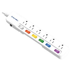POLYWELL 寶利威爾 3孔電源延長線 6切6座 180cm PW15-T05-A038, 6尺(180cm), 白色, 1條
