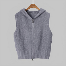 Chic Fox 女款 made Bay Day 連帽拉鍊針織背心