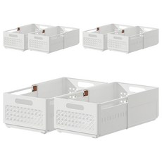 優雅藤編設計抽拉疊加收納盒 小款, 6個, 白色