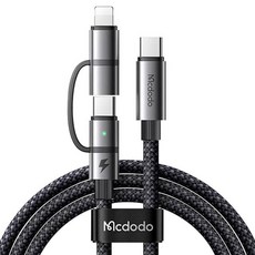 Mcdodo 麥多多 威爾斯Gen2 閃充線 二合一PD L + C, 1.2m, 黑色, 1條