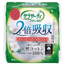 KOBAYASHI 小林製藥 棉花衛生棉 兩倍吸收 無香料, 40片, 1包, S