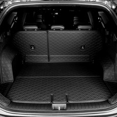 디테일링 우븐블럭 트렁크매트 디올뉴 팰리세이드 LX3 현대 풀커버 + 킥매트 + 가죽보호제 세트, 블랙, 7인승 3열 수동폴딩