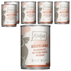 MjAMjAM 魔力喵 迷幻汪 犬用鮮肉主食罐 汪汪5號, 6罐, 美味羊肉 + 紅番茄, 400g