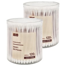 MUJI 無印良品 台灣公司貨 棉棒, 200支, 2罐