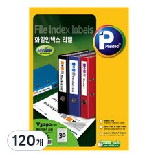 Printec 文件索引標籤貼組 V3290-20, 30個車位, 120個