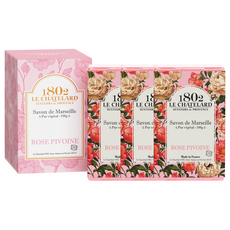 1802 LE CHATELARD 馬賽潔面皂 玫瑰牡丹, 3入, 100g