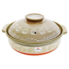 GINPO 銀峯 日本萬古燒花三島8號砂鍋 2.2L 2-3人份, 24cm, 1個