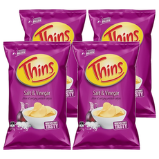 Thins 洋芋片 海鹽酸醋口味 (175g), 澳洲百年品牌, 100%澳洲生產馬鈴薯, 100%天然不含人工色素、香料與防腐劑, 4包