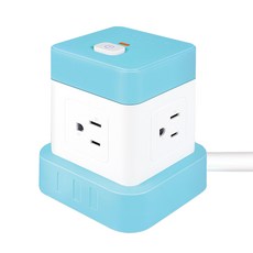 Dr.AV 聖岡科技 魔方立式延長線 3P 4面插 立式設計省空間, 120cm, 藍色 + 白色, 1個