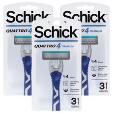 쉬크 쿼트로 4 티타늄 휴대용 면도기, 3개입, 3개
