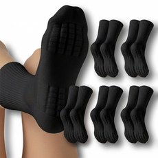 Attict 厚實緩震運動跑步長襪 5雙, 黑色, 1套