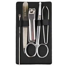 KAI 貝印 旅行用5件式修容組 耳扒 + 挫刀 + 指甲剪 + 鼻毛剪 + 眉夾, KC-0887, 1組