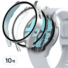 누아트 변색없는 갤럭시 워치 풀커버 하드 케이스 세트, 실버+투명, 10개