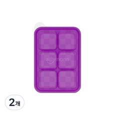 실리만 국내생산 실리콘 사각6구 아이스몰드, 보라, 2개