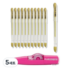 DONG-A My Metal 原子筆 0.7 12入 + PLUS 修正帶 WH-635 套組 隨機出貨, 金色, 5套