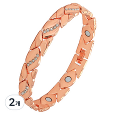 퍼스트리버 깔끔한 패션팔찌 로즈골드 올자석, 2개