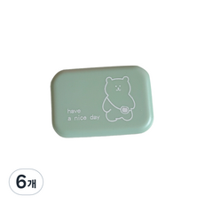 브랜드미 귀여운 곰돌이 렌즈 케이스, 그린, 6개