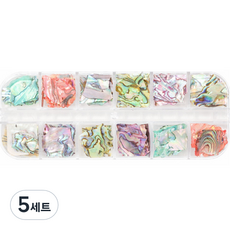 해피제이 네일 아트 자개 조개 조각 글리터 12종 세트, 5세트, 혼합색상