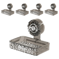 超級工廠 冰川紋吸盤肥皂架 透灰 免打孔吸盤設計 浴室收納好幫手, 5個