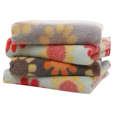 舍屋家居 超柔軟吸水珊瑚絨雙面小花抹布 30x30公分, 淺灰色 + 白色 + 深棕色 + 深灰色, 4條