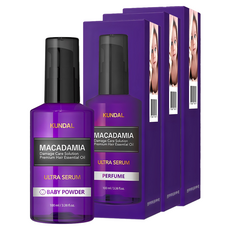 쿤달 울트라 세럼 헤어 에센스 베이비파우더향, 100ml, 3개