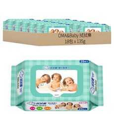 拭拭樂 嬰兒柔濕巾, 15cmx20cm, 25枚入, 超厚超柔, 觸感舒適, 不含酒精, 不含香料, 低刺激性, 135g, 1包, 18包