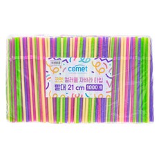 comet 彩色伸縮型吸管 21cm, 1個, 1000入