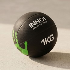 이노이 메디신볼 미끄럼방지 헬스 웨이트볼, 블랙, 1kg, 1개