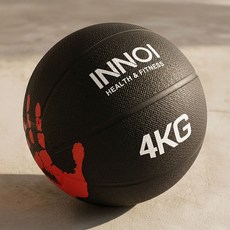 이노이 메디신볼 미끄럼방지 헬스 웨이트볼, 블랙, 4kg, 1개