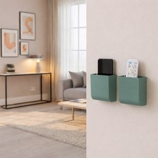 MF스토어 무타공 컬러 이지 포켓 다용도 미니 선반, 그린, 2개