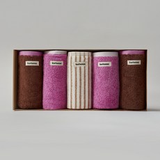 kotona 居家最愛洗臉毛巾5件組 200g 40支精梳棉, 1套, 米色