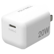 POLYWELL 寶利威爾 20W 1 Port Type-C 豆腐頭 充電器 PD 迷你 白色 PW15-T05-A006 適用蘋果iPhone安卓 1個