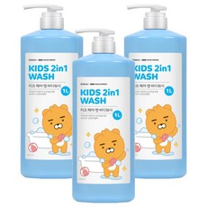 베비언스 카카오 리틀프렌즈 키즈 헤어 앤 바디워시 대용량, 1L, 3개