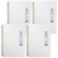 OXFORD PP線圈B5左翻80頁康乃爾筆記本, 白色, 4本
