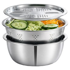 Librica 多合一多用途不鏽鋼濾網刨絲器萬能切菜器套組, 銀色, 1個