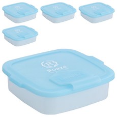 Roaze 柔仕 矽膠抽取盒, 附乾濕兩用嬰兒紗布毛巾*2, 加贈附掛扣帶, 雙重鎖水結構, 食品容器材質, 藍色, 5個