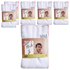 Geffen Baby 柔膚觸感有機棉麻絨萬用尿布 60%有機棉40%有機麻絨 美國製造 76cm x 76cm, 粉邊, 6件