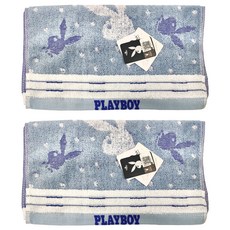 PLAYBOY 雪國星空毛巾 美國棉 柔軟親膚 33x76公分, 藍色, 2條