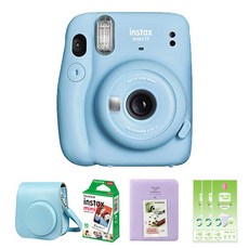 instax 拍立得 Mini 11天藍色+專屬包包+膠卷10p+硬相冊隨機送+相框隨機送+心樹裝飾, 單品, 1套