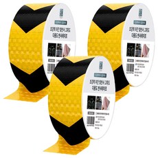 Laon 超強力夜間反光高亮度多用途膠帶, 黃黑色, 3個