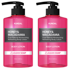 KUNDAL 昆黛爾 蜂蜜+澳洲堅果保濕潤膚乳 Clean Soap, 500ml, 2瓶