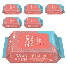 크리넥스 바디 물티슈 리필형 랜덤 발송, 43g, 20매입, 6개
