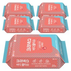 크리넥스 바디 물티슈 리필형 랜덤 발송, 20매입, 5개